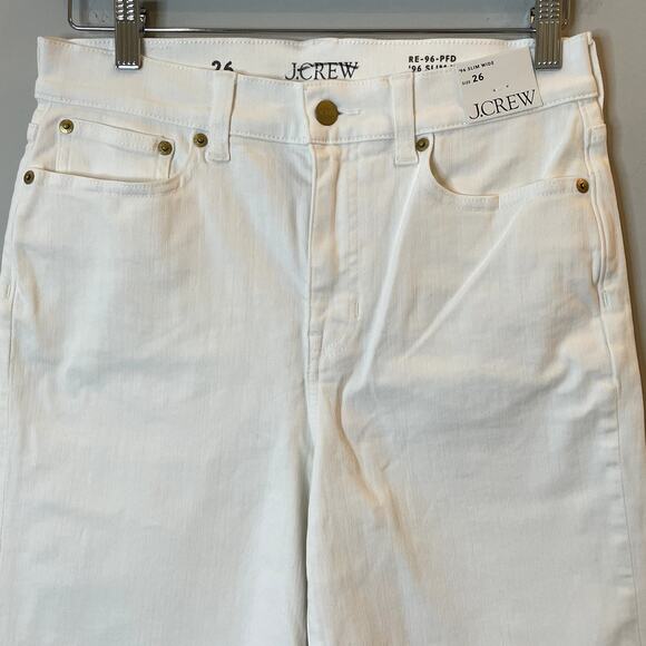J.Crew 1996 Slim Wide Leg Jean Denim Vacation Holiday Date Trip CH680 White 26 - Picture 4 of 16